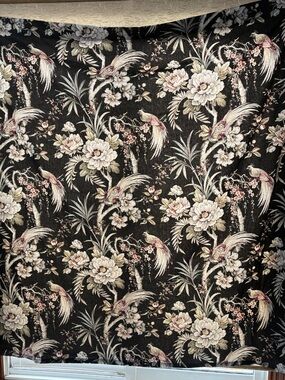 Beautiful Lovekin Exotic Bird & Floral Fabric Shower Curtain EUC 6x6ft